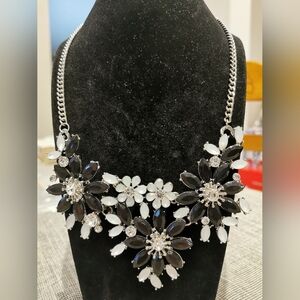 Vintage Statement Black and White Floral Necklace